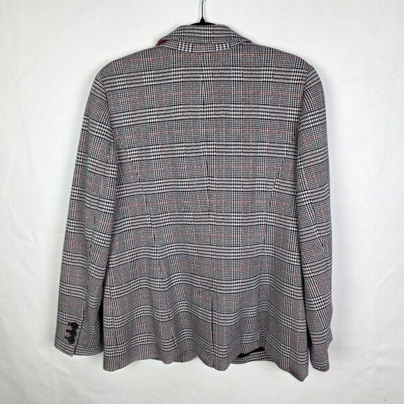 Talbots Aberdeen Blazer Jacket Womens 14 Houndstooth Plaid Knit Cotton Blend - Picture 2 of 6